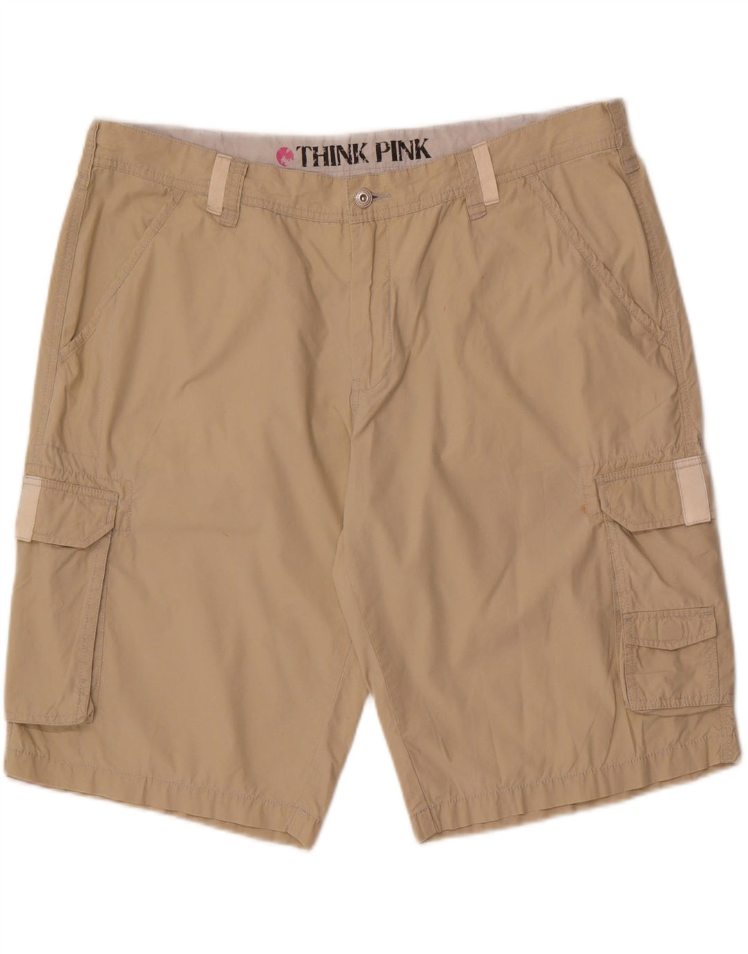 THINK PINK Mens Cargo Shorts IT 58 4XL W42 Beige Cotton Vintage Think Pink and Second-Hand Think Pink from Messina Hembry 