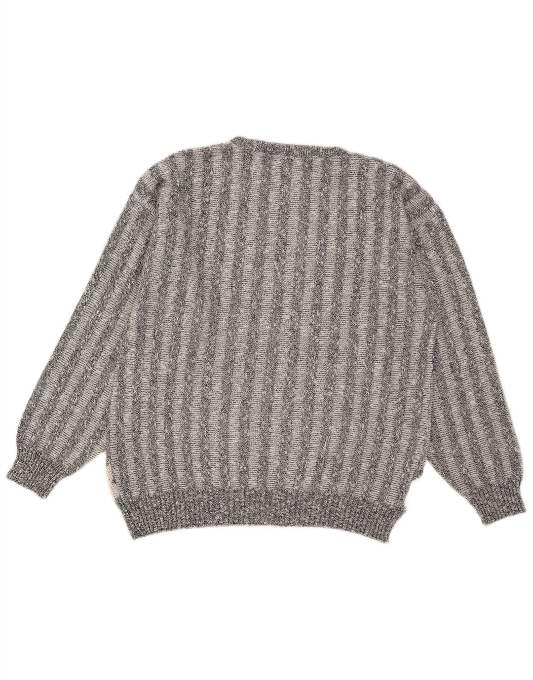 Vintage Mens Crew Neck Jumper Sweater IT 50 Medium Grey Geometric Acrylic