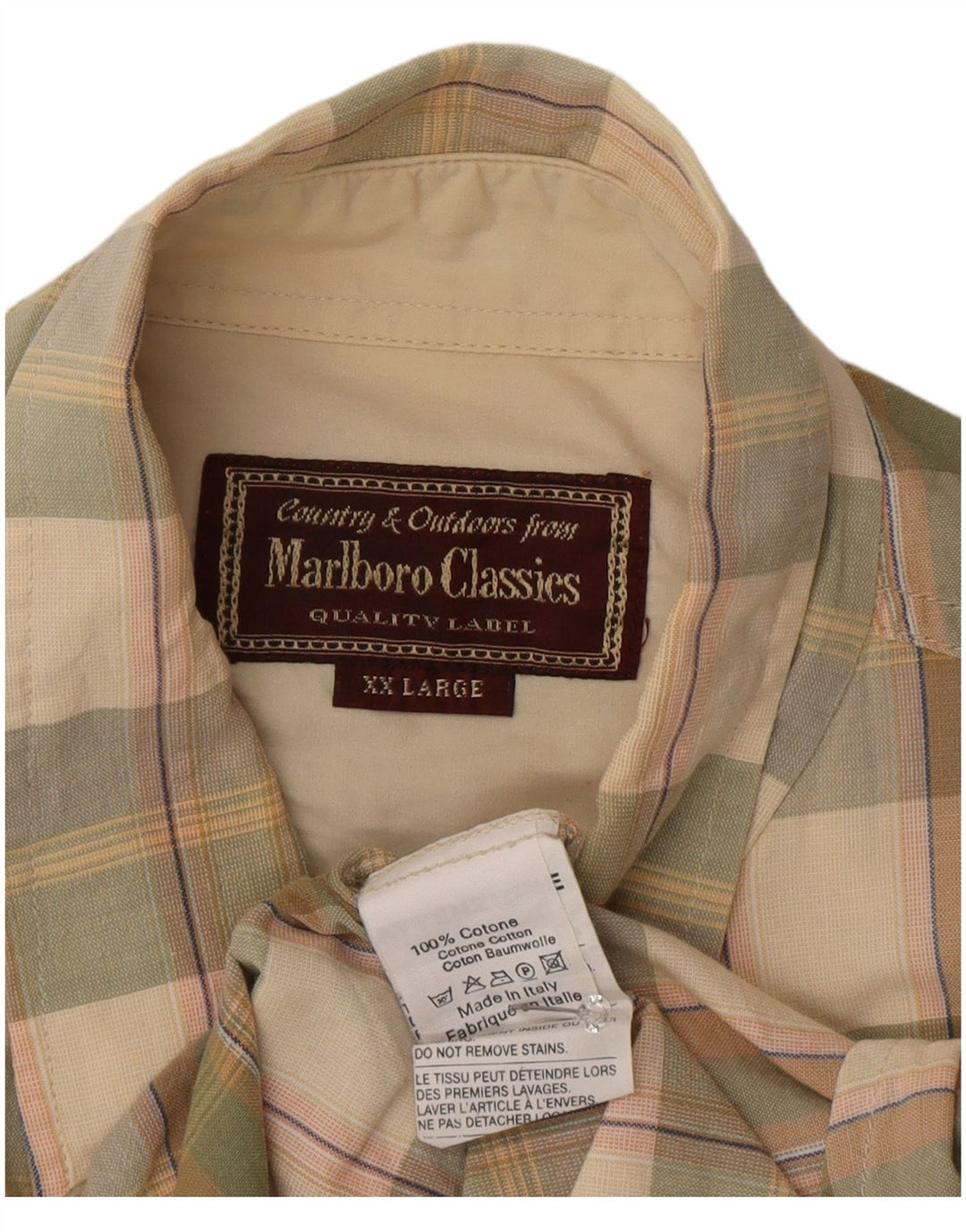 Marlboro Classics Mens Short Sleeve Shirt 2XL Green Check Cotton