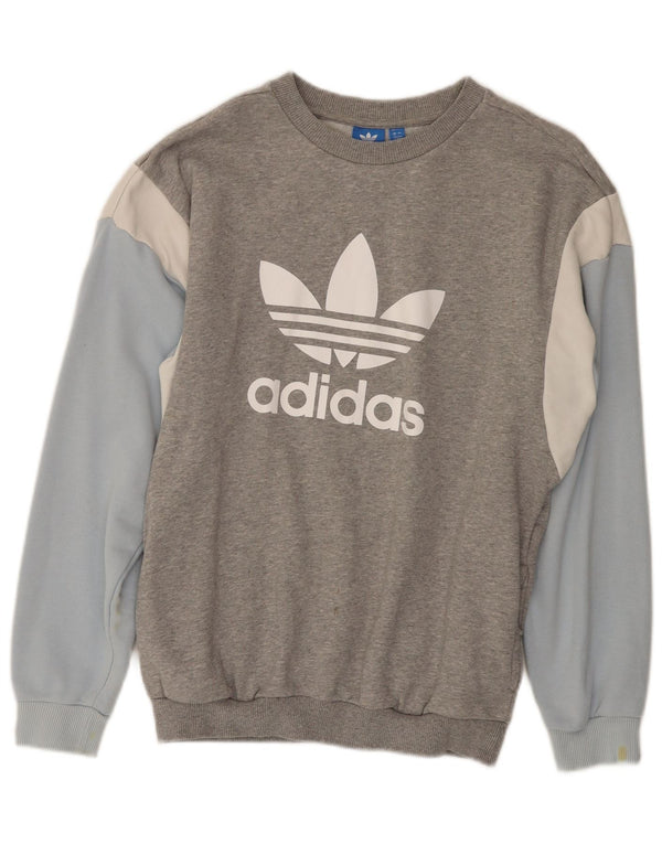 Adidas Womens Graphic Sweatshirt Jumper UK 8 Small Grey Colourblock