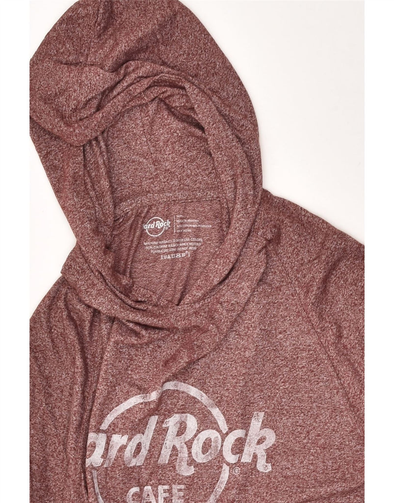 HARD ROCK CAFE Mens Miami Graphic Hoodie Jumper Small Burgundy Cotton | Vintage Hard Rock Cafe | Thrift | Second-Hand Hard Rock Cafe | Used Clothing | Messina Hembry 