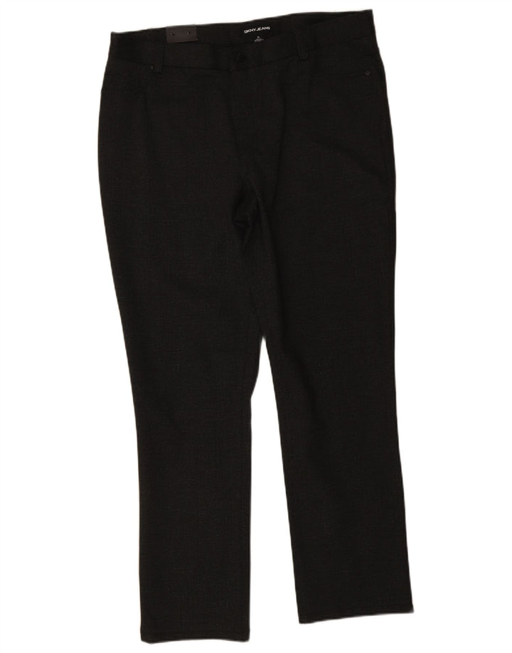 Dkny Mens Straight Casual Trousers XL W36 L29 Black Polyester