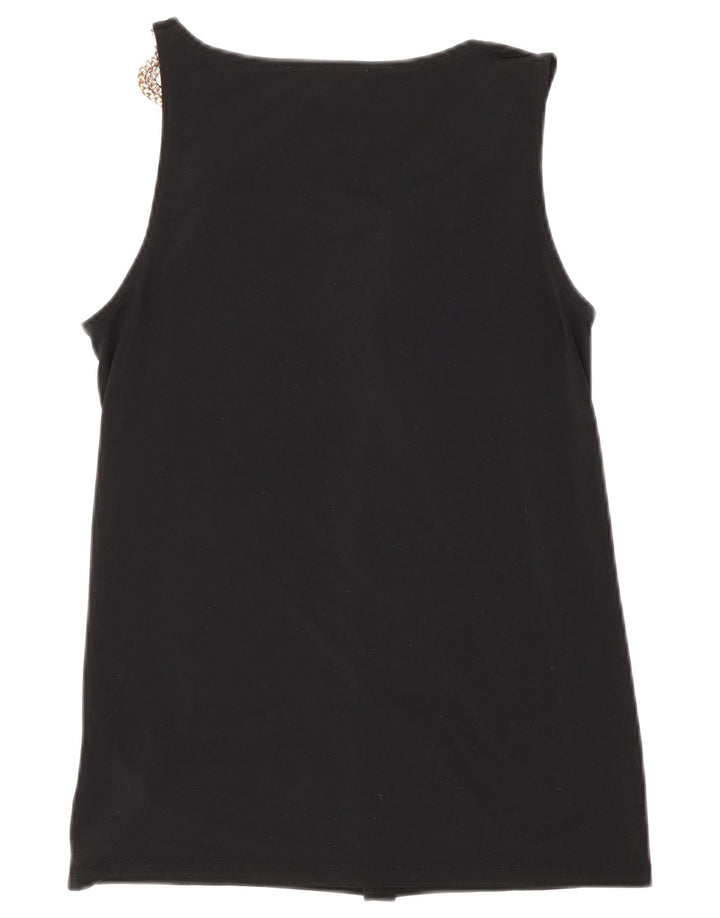 Michael Kors Womens Sleeveless Blouse Top UK 10 Small Black Polyester
