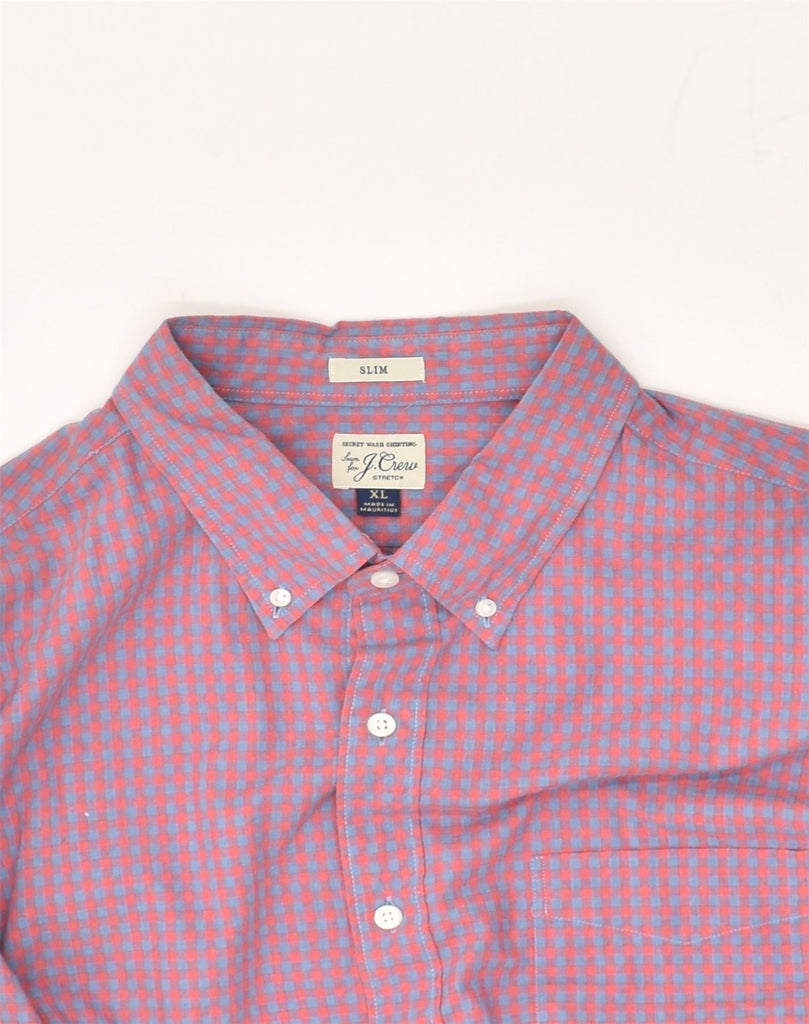 J. CREW Mens Slim Shirt XL Pink Check Cotton | Vintage J. Crew | Thrift | Second-Hand J. Crew | Used Clothing | Messina Hembry 