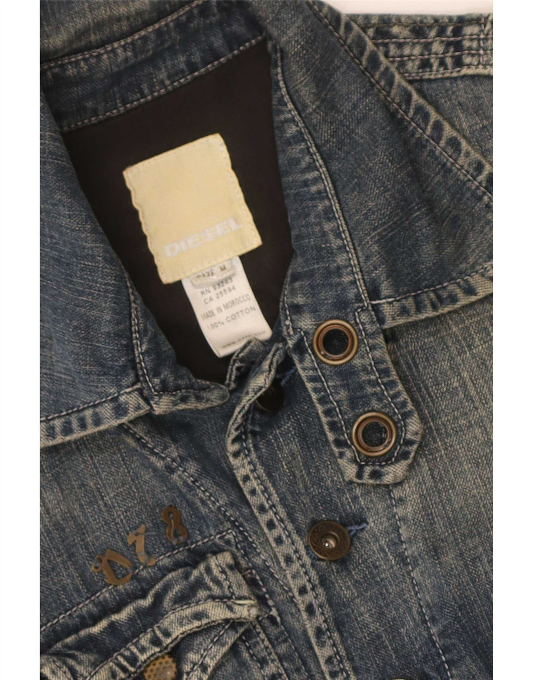Diesel Womens Denim Jacket UK 12 Medium Blue Cotton