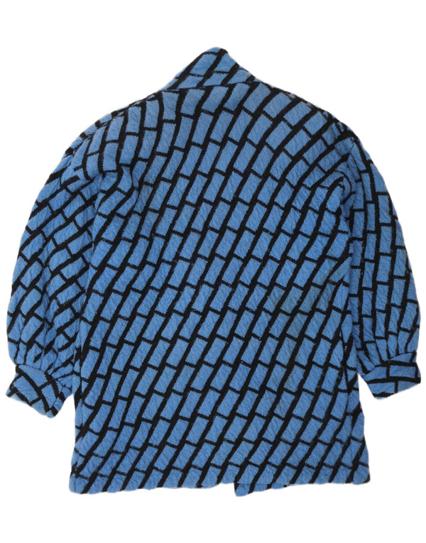 Vintage Womens Longline Oversized Cardigan Sweater UK 14 Medium Blue Check