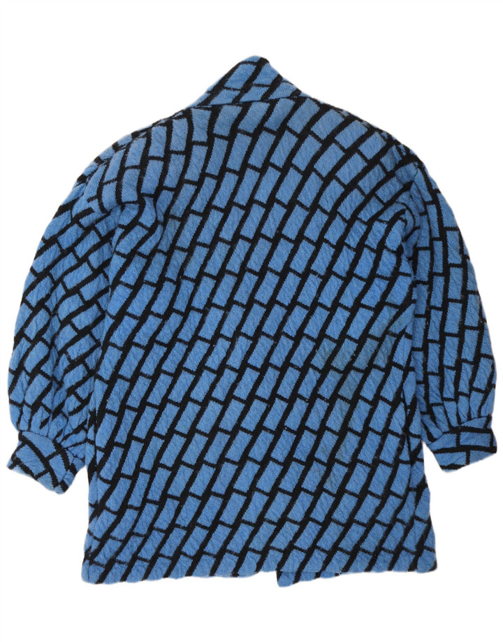Vintage Womens Longline Oversized Cardigan Sweater UK 14 Medium Blue Check