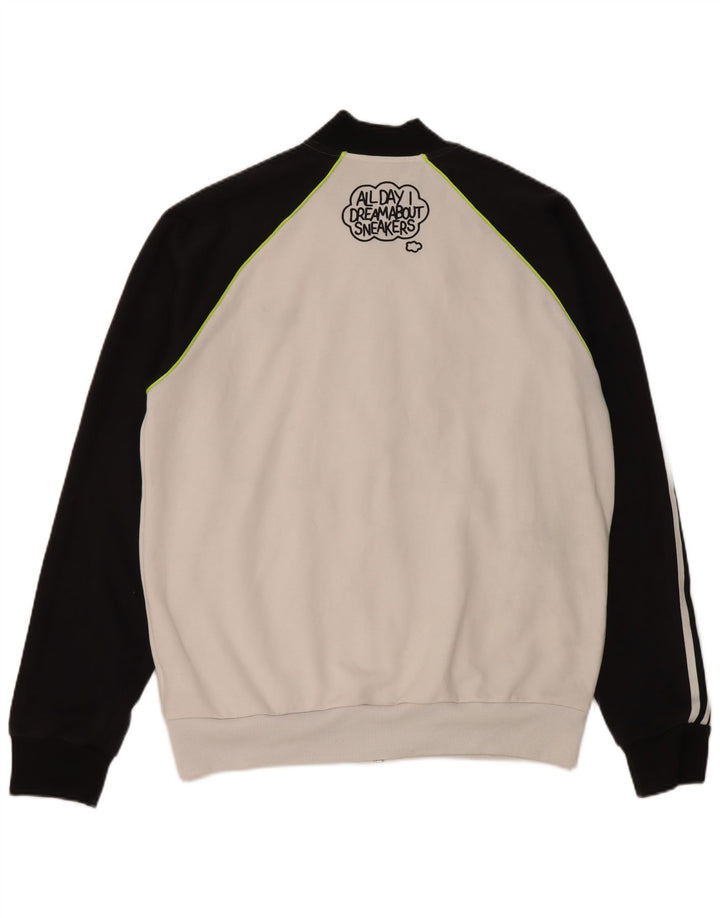 Adidas Mens Tracksuit Top Jacket Large White Colourblock Polyester