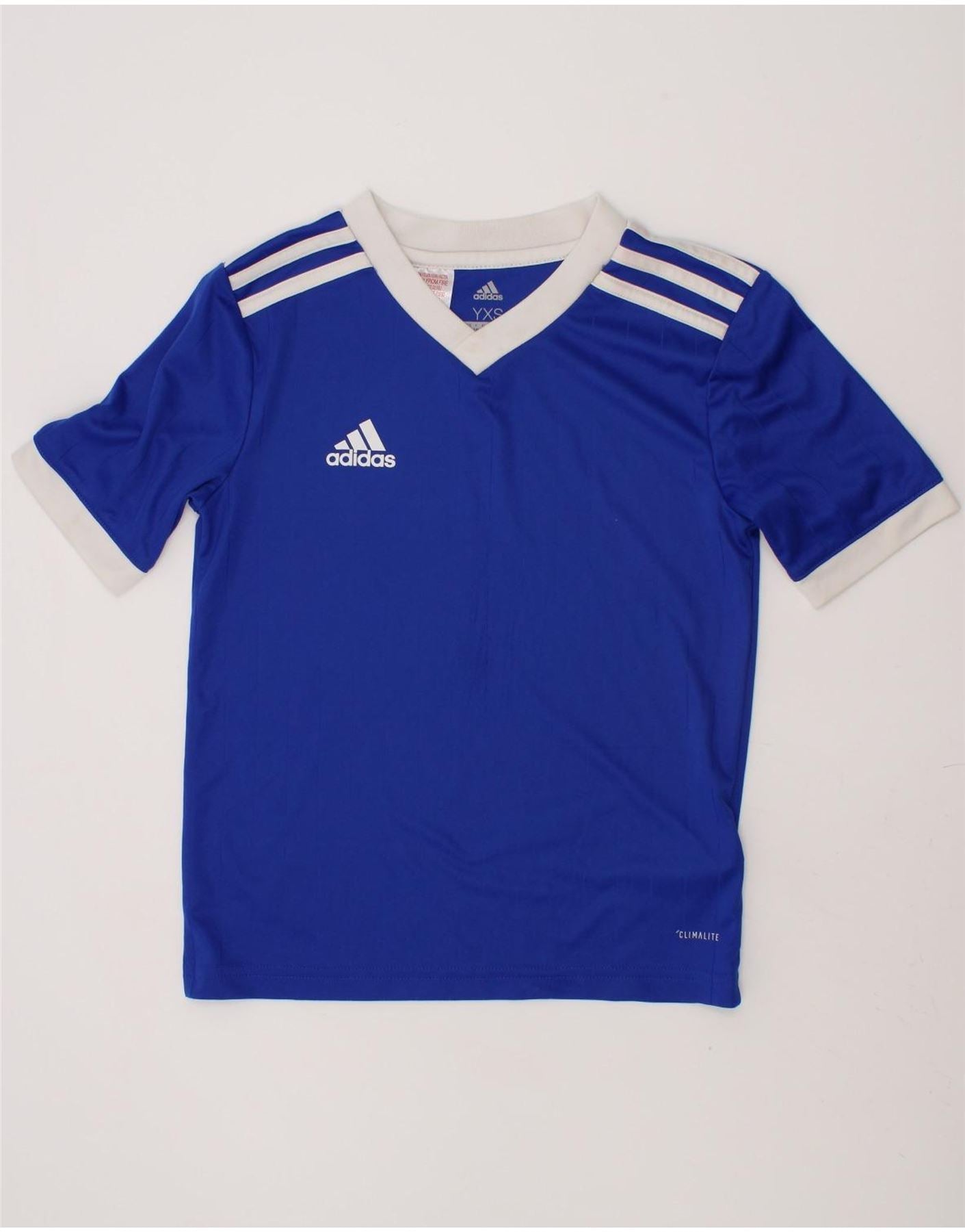 ADIDAS Boys Climalite T-Shirt Top 7-8 Years XS Blue Polyester