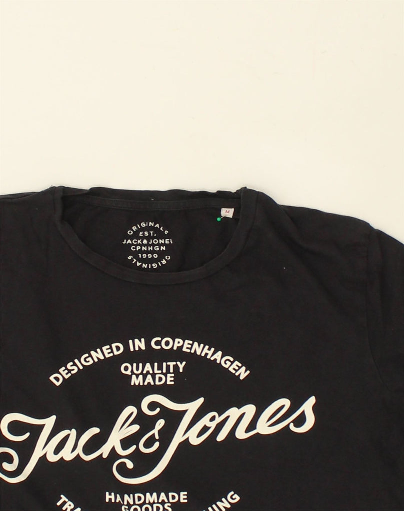 JACK & JONES Mens Graphic T-Shirt Top Medium Black Cotton | Vintage Jack & Jones | Thrift | Second-Hand Jack & Jones | Used Clothing | Messina Hembry 