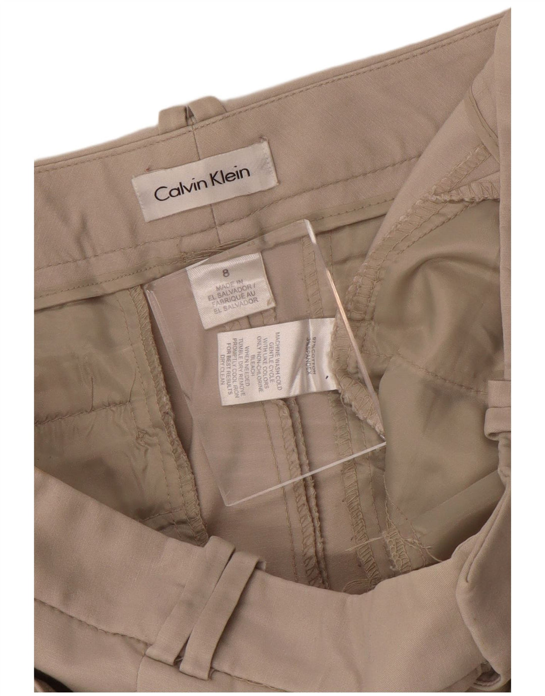 Calvin Klein Womens Straight Casual Trousers US 8 Medium W32 L28 Beige