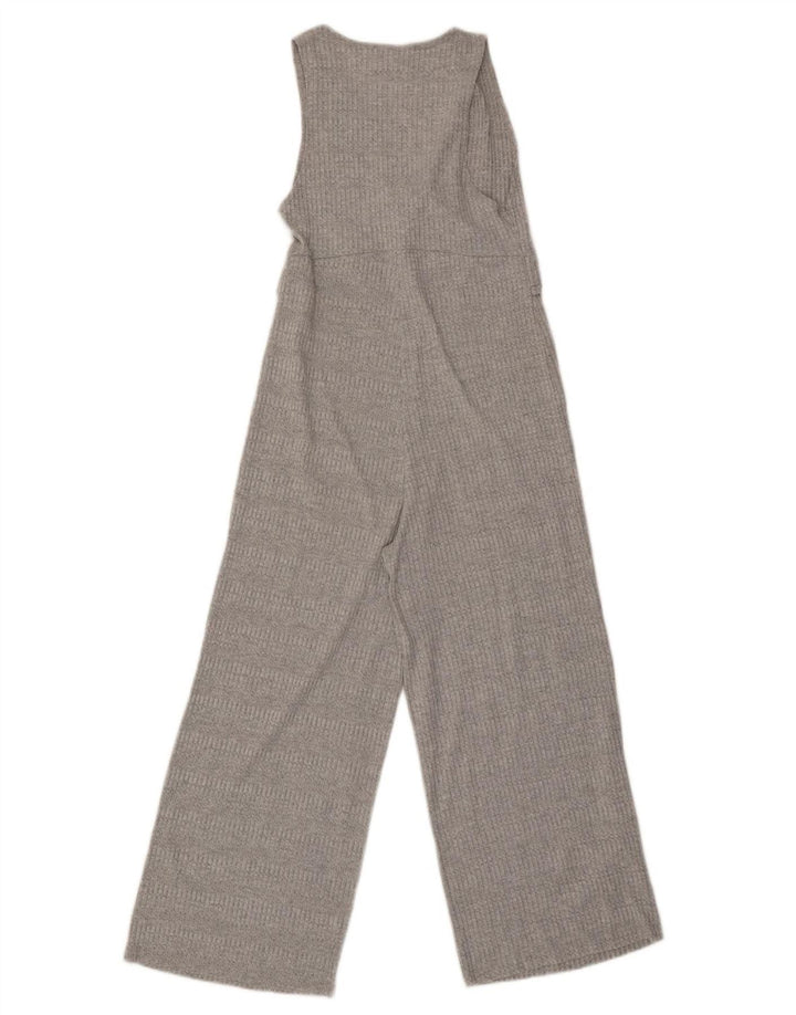 Zara Womens Sleeveless Knit Jumpsuit UK 8 Small  Grey Striped Polyester
