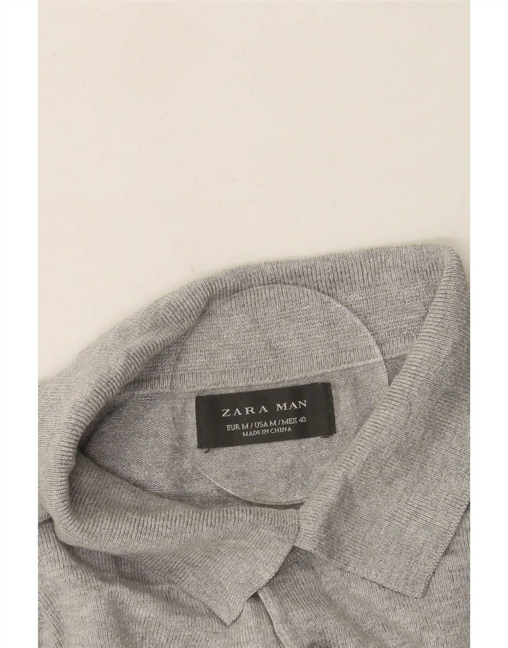 Zara Mens Polo Shirt Medium Grey
