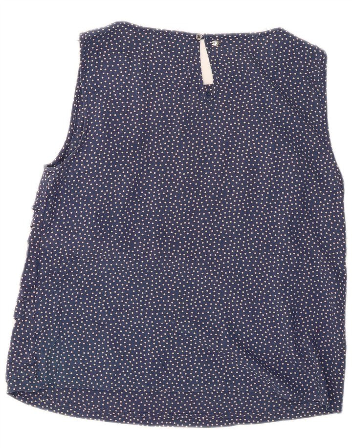 Marella Womens EMME Sleeveless Blouse Top UK 12 Medium Navy Blue Polka Dot