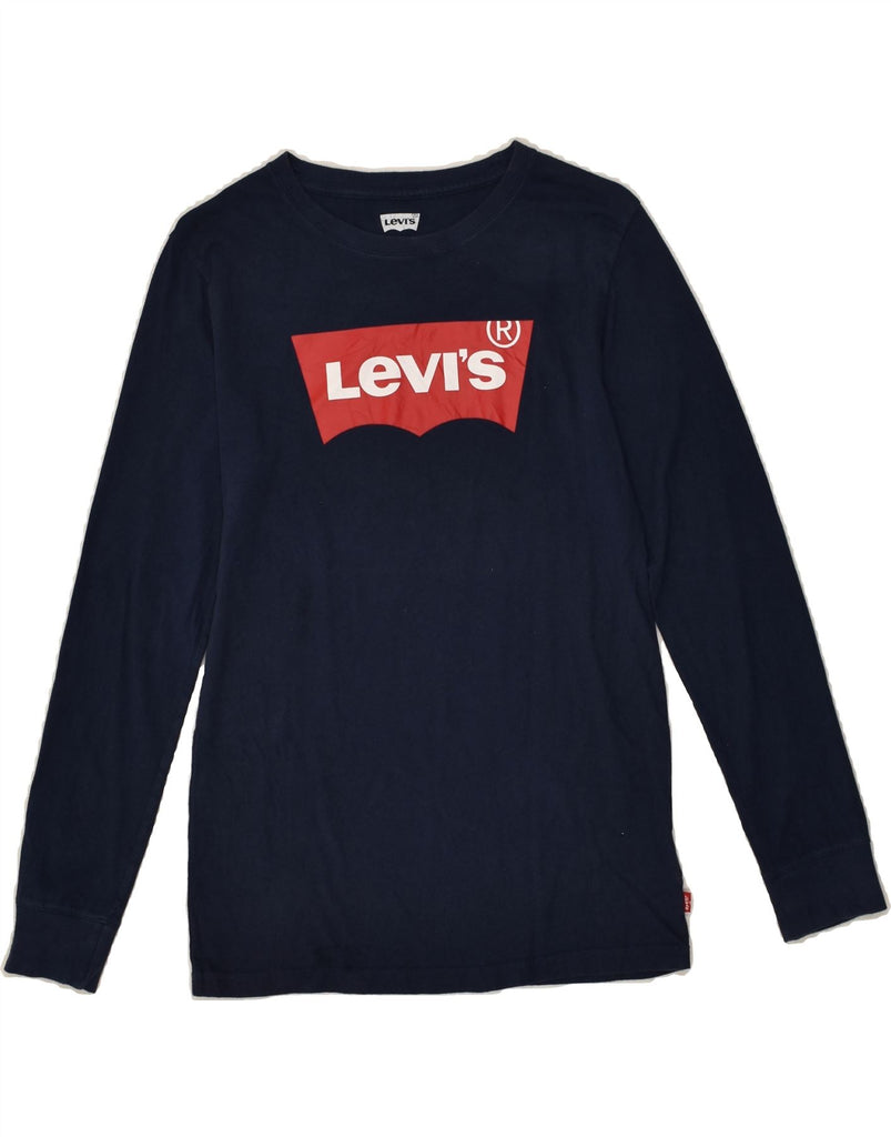 LEVI'S Boys Graphic Top Long Sleeve 12-13 Years Large  Navy Blue Cotton | Vintage Levi's | Thrift | Second-Hand Levi's | Used Clothing | Messina Hembry 