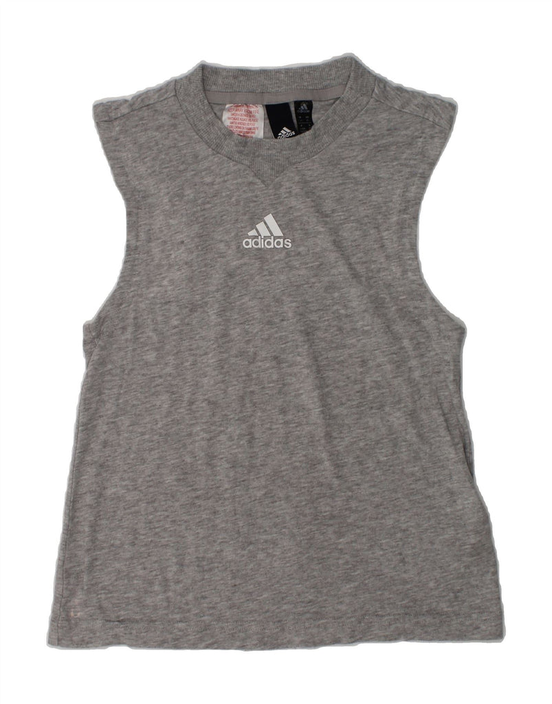 ADIDAS Girls Graphic Vest Top 7-8 Years Grey Polyester | Vintage Adidas | Thrift | Second-Hand Adidas | Used Clothing | Messina Hembry 