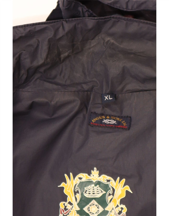 VINTAGE Mens Hooded Rain Jacket UK 42 XL Navy Blue