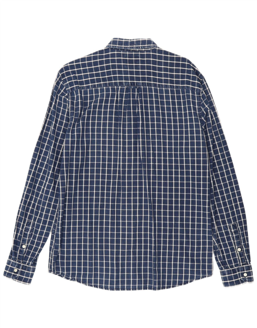 Wrangler Mens Regular Fit Shirt Medium Navy Blue Check Cotton