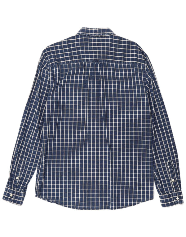 Wrangler Mens Regular Fit Shirt Medium Navy Blue Check Cotton