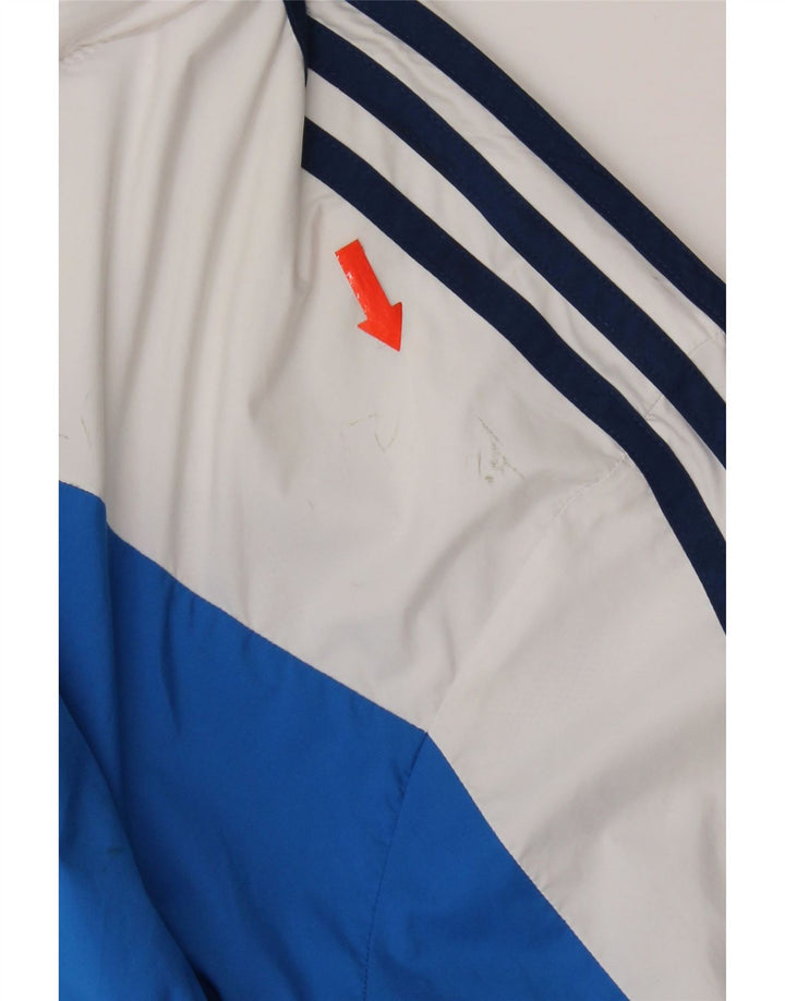 Adidas Mens Hooded Rain Jacket UK 40 Large Navy Blue Colourblock Polyester