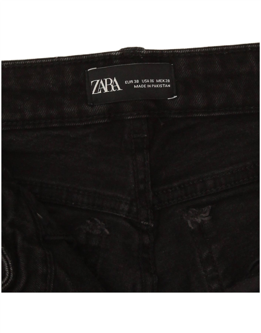Zara Womens Cropped Jeans EU 38 Small W28 L24 Black Cotton