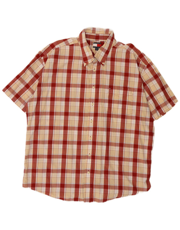 Tommy Hilfiger Mens Short Sleeve Shirt 2XL Red Check Cotton