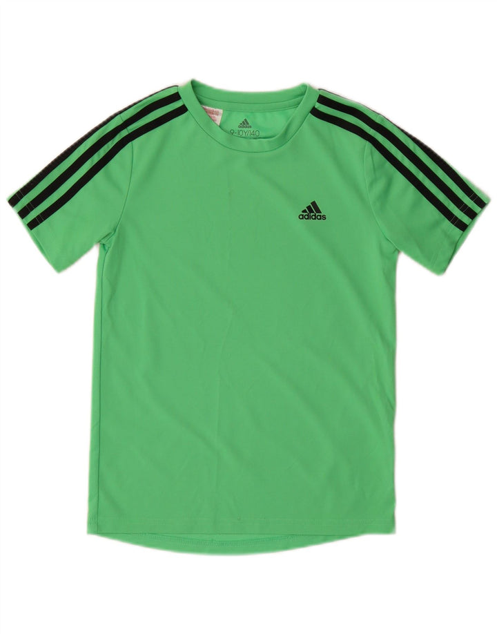 Adidas Boys Aeroready T-Shirt Top 9-10 Years Green Polyester