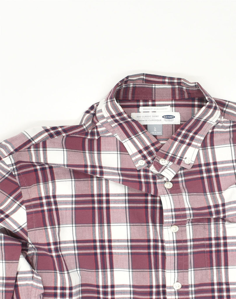 OLD NAVY Mens The Classic Regular Fit Shirt Large Burgundy Check Cotton | Vintage Old Navy | Thrift | Second-Hand Old Navy | Used Clothing | Messina Hembry 