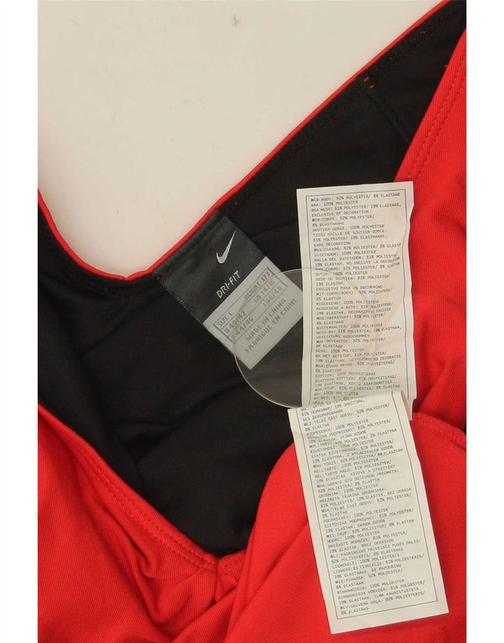 Nike Womens Dri Fit Vest Top UK 14/16 Large Red Colourblock Polyester