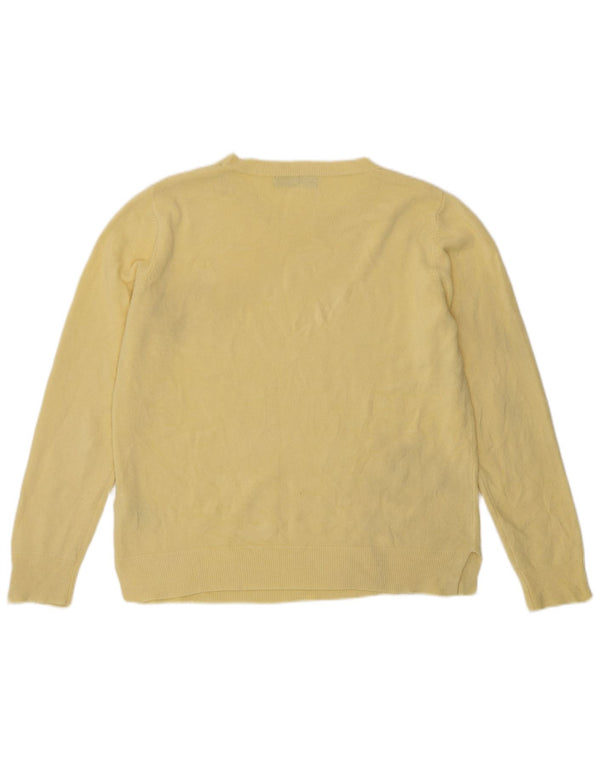 Marks & Spencer Womens Crew Neck Jumper Sweater UK 14 Large Yellow Acrylic