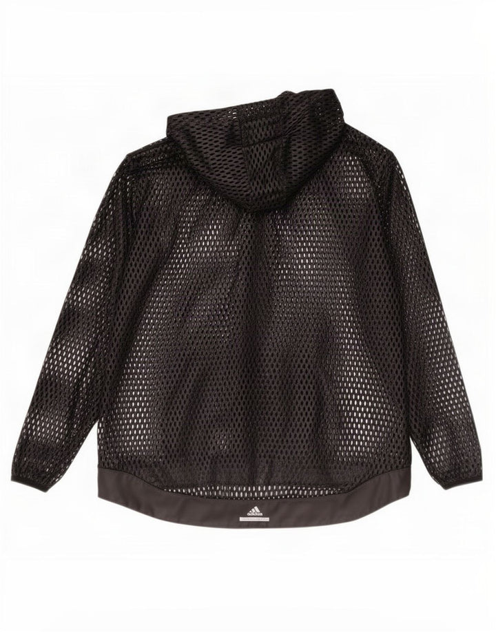 Adidas Womens Hooded Tracksuit Top Jacket UK 10 Small Black