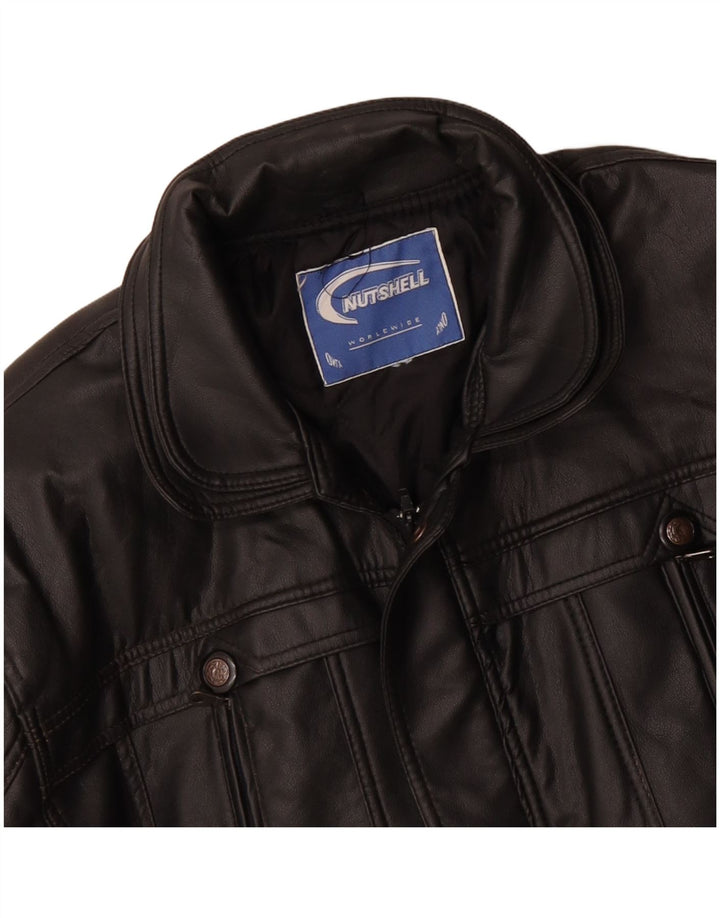 NUTSHELL Mens Leather Coat UK 40 Large Black