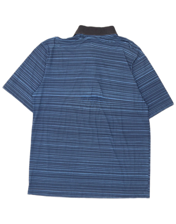 AUSTRALIAN L'ALPINA Mens Polo Shirt IT 50 Medium Blue Pinstripe Polyester