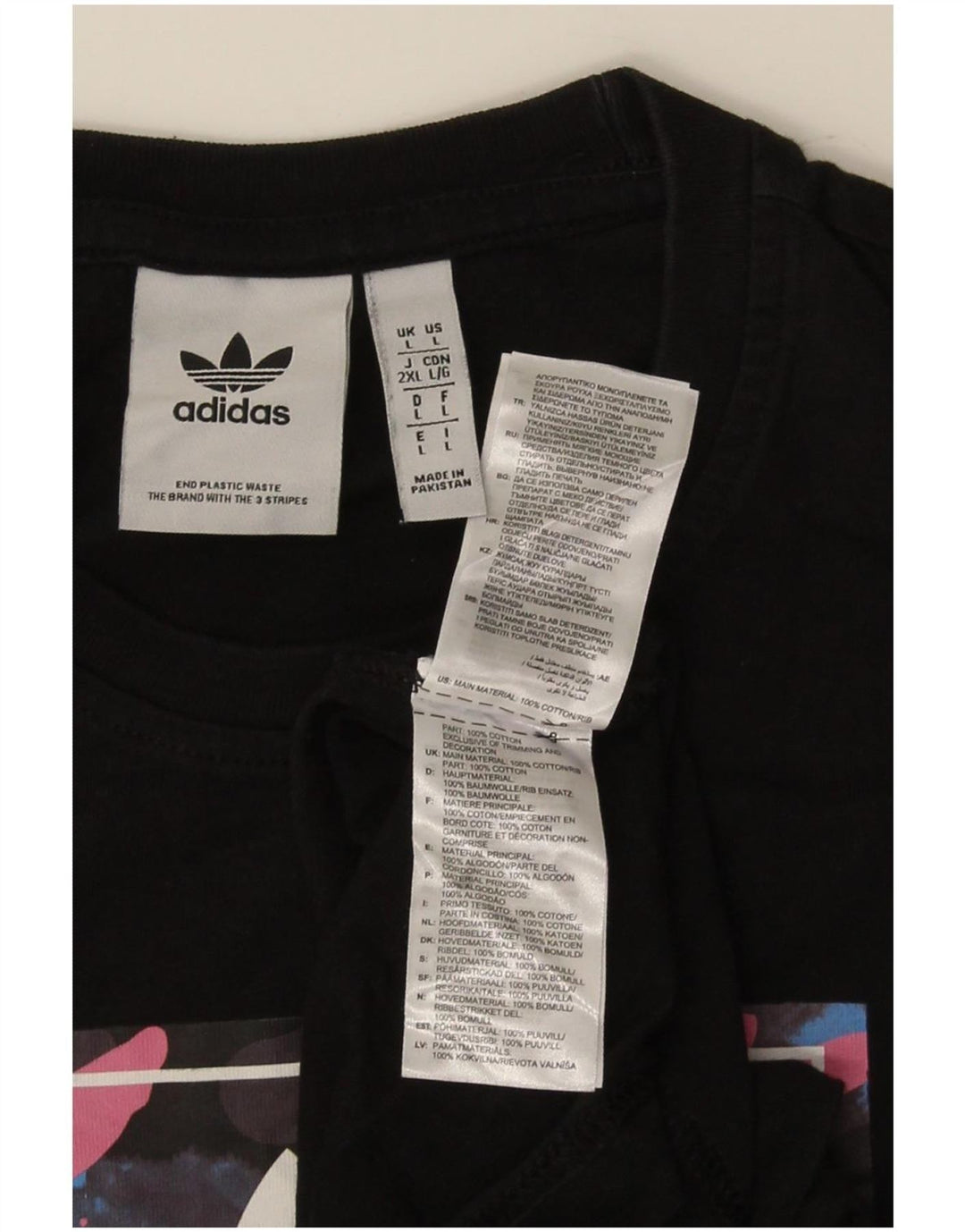 Adidas Mens Graphic T-Shirt Top Large Black Cotton