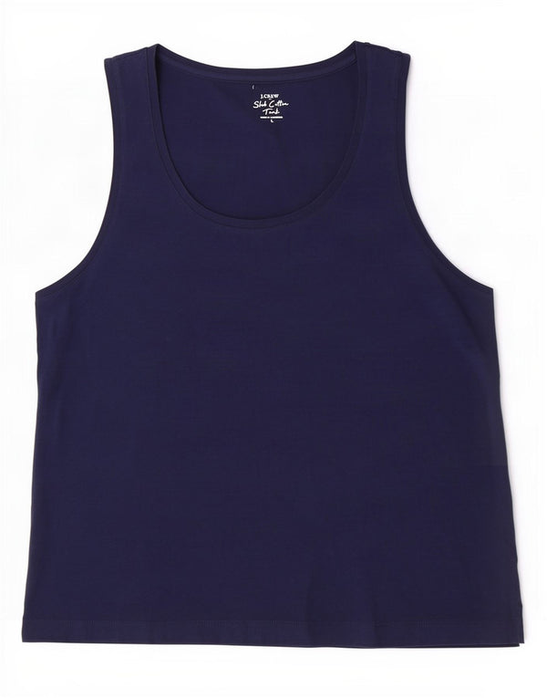 J. Crew Womens Vest Top UK 14 Large Navy Blue Cotton