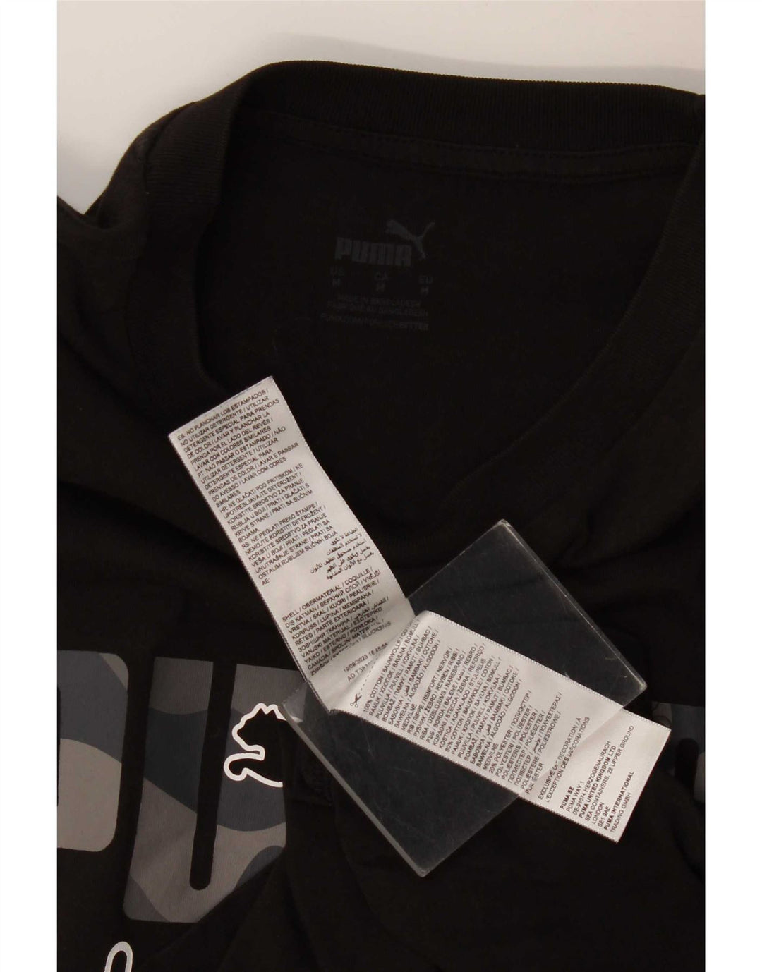 Puma Mens Graphic T-Shirt Top Medium Black Cotton