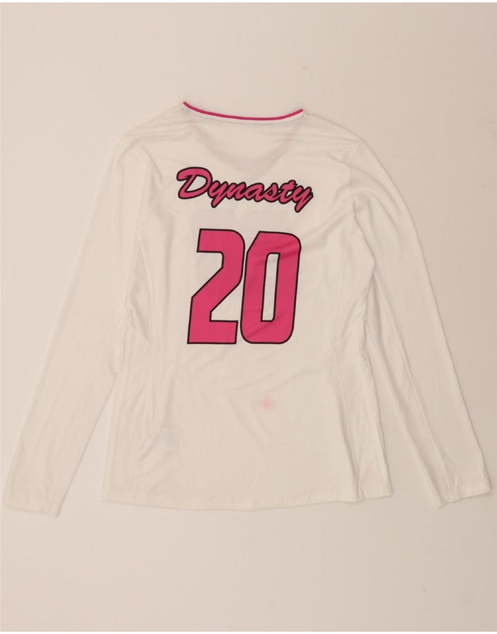 ADIDAS Womens Graphic Top Long Sleeve UK 16/18 Large White Polyester Vintage Adidas and Second-Hand Adidas from Messina Hembry 