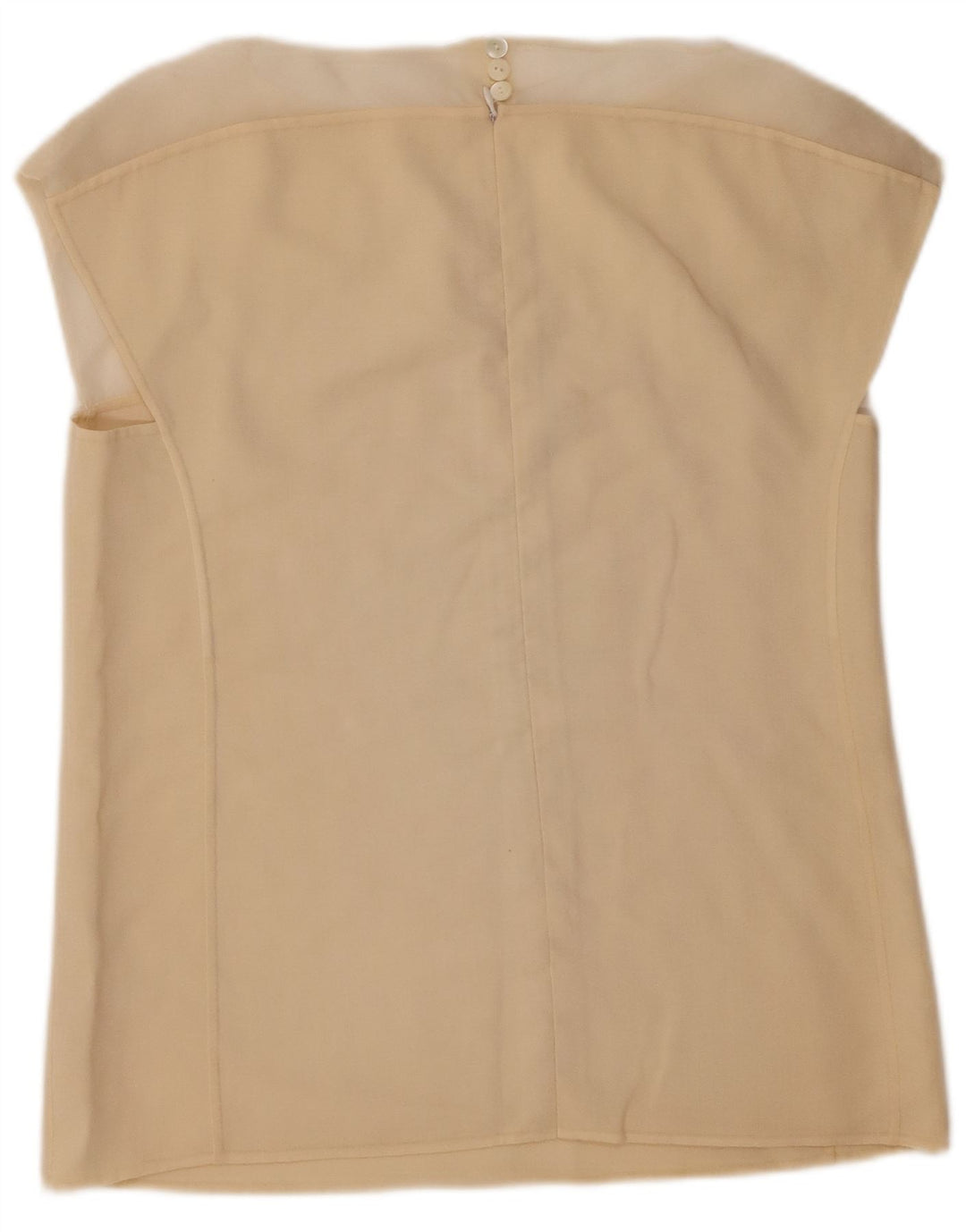 Vintage Womens Sleeveless Shirt Blouse UK 14 Medium Beige