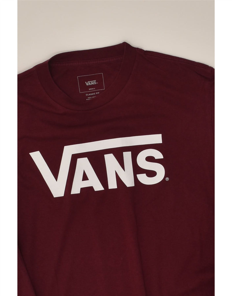 VANS Mens Classic Fit Graphic T-Shirt Long Sleeve Small Burgundy | Vintage Vans | Thrift | Second-Hand Vans | Used Clothing | Messina Hembry 