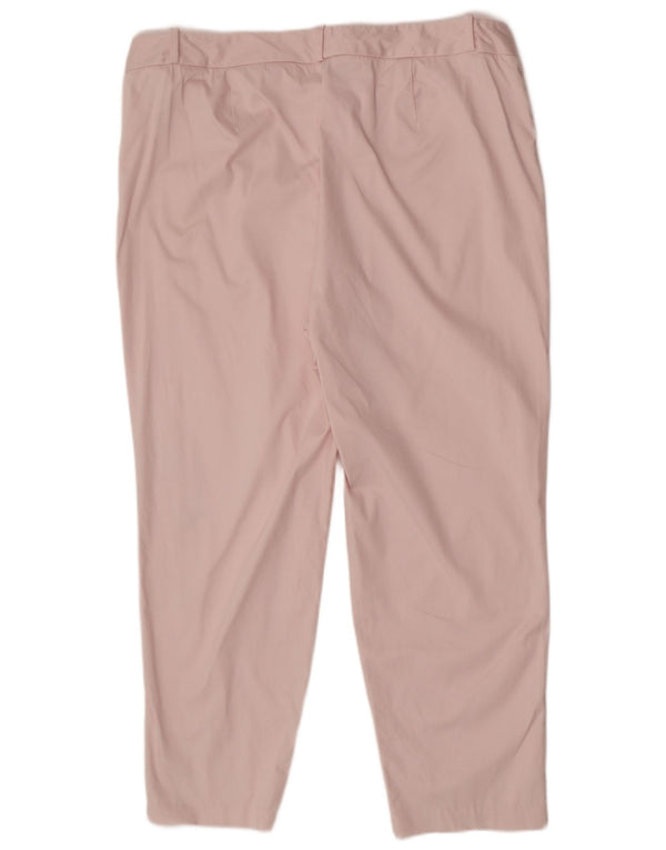 Marks & Spencer Womens Slim Capri Trousers UK 18 XL W38 L26 Pink Cotton