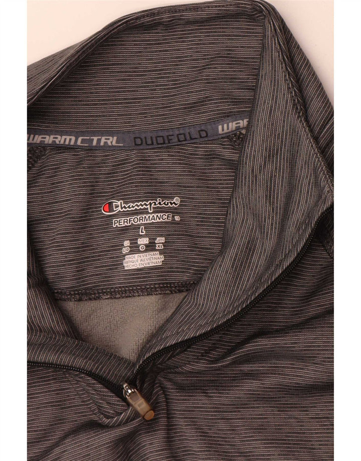 Champion Womens Performance Pullover Tracksuit Top UK 16 Large Grey Striped