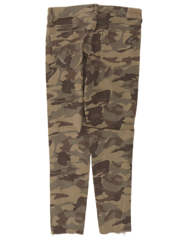 Zara Womens Slim Jeans EU 38 Small W28 L26 Khaki Camouflage Cotton