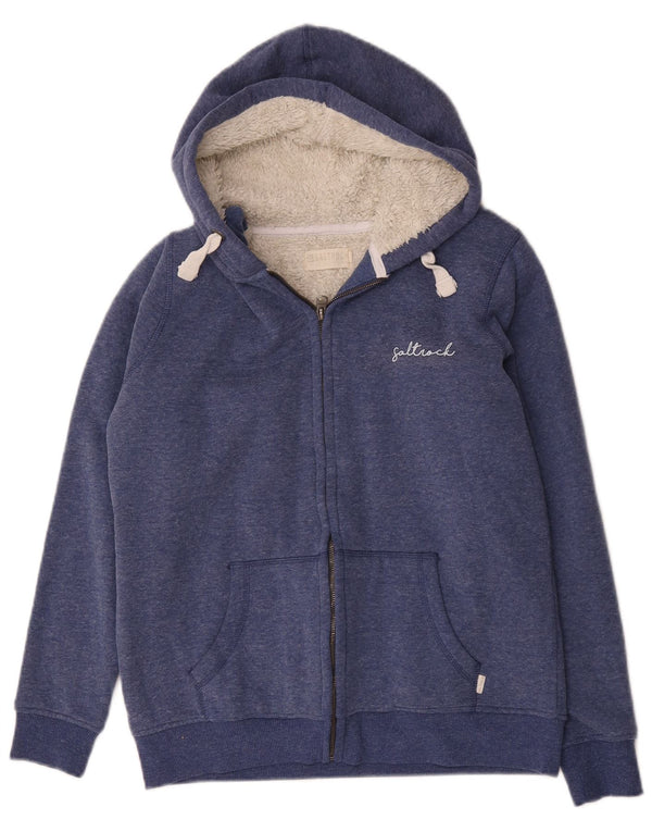 Saltrock Womens Loose Fit Sherpa Zip Hoodie Sweater UK 8 Small Navy Blue