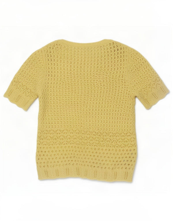 Marks & Spencer Womens Crochet Blouse Top UK 12 Medium Yellow Polyester