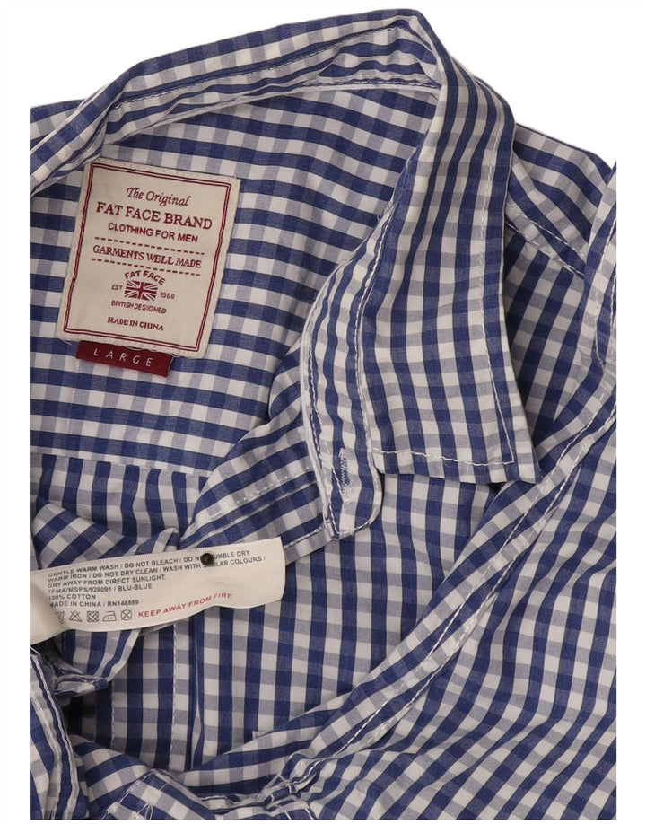 Fat Face Mens Shirt Large Blue Gingham Cotton