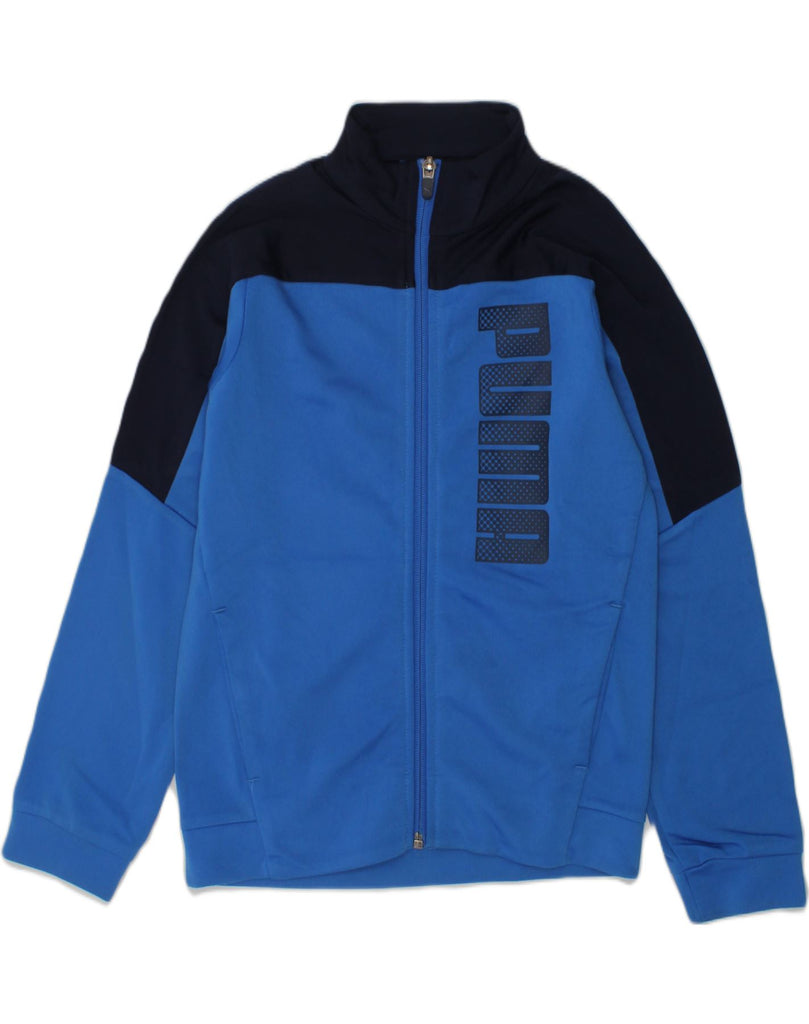 PUMA Boys Graphic Tracksuit Top Jacket 7-8 Years Blue Colourblock | Vintage Puma | Thrift | Second-Hand Puma | Used Clothing | Messina Hembry 