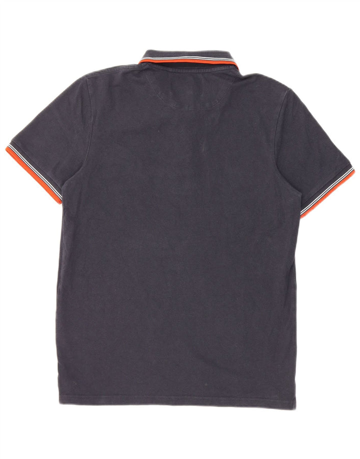 Lyle & Scott Mens Polo Shirt Small Navy Blue Striped Cotton