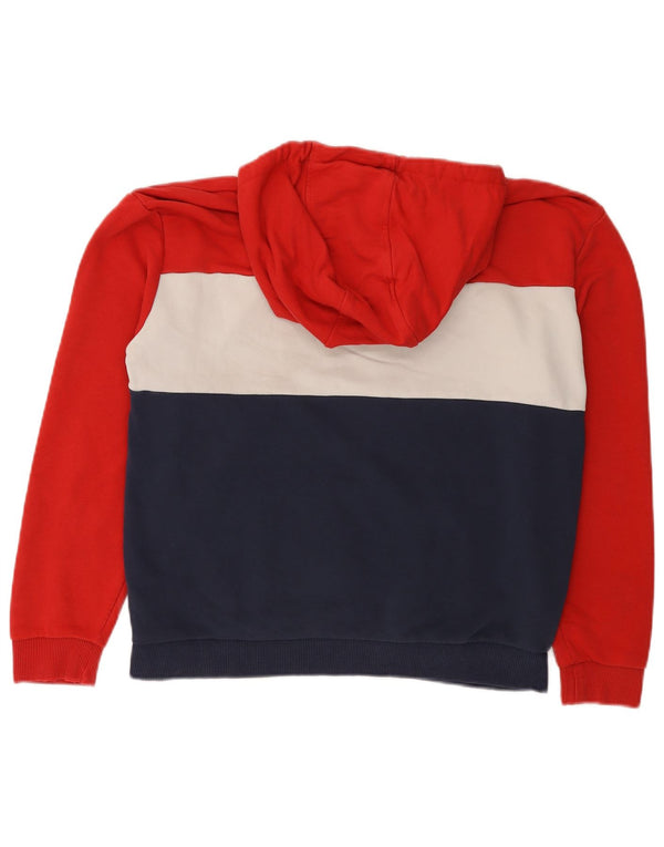 Fila Mens Graphic Hoodie Jumper Large Multicoloured Colourblock Cotton
