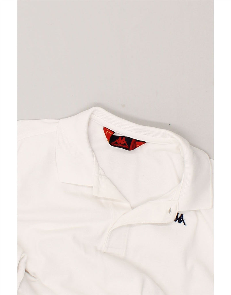 KAPPA Mens Long Sleeve Polo Shirt Medium White Cotton | Vintage Kappa | Thrift | Second-Hand Kappa | Used Clothing | Messina Hembry 