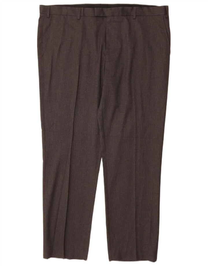Marks & Spencer Mens Regular Suit Trousers W42 L31 Grey Polyester